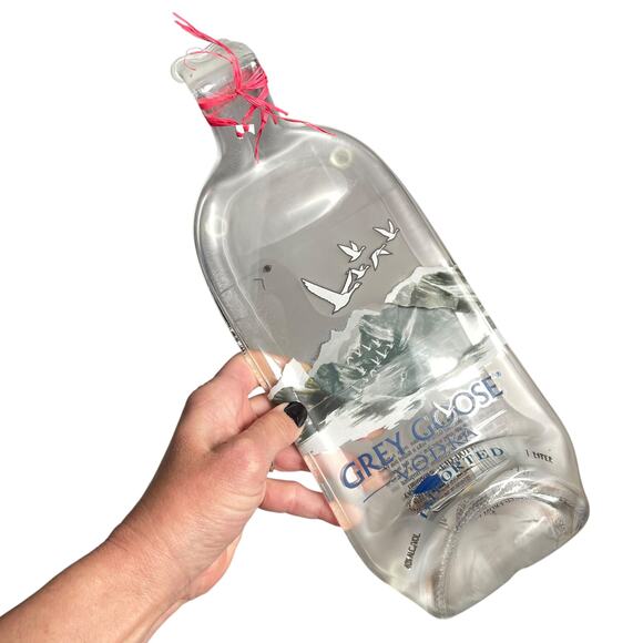 Grey Goose Vodka Melted Bottle Flat Handmade Cheese Tray Appetizer Gift Upcycle - Picture 3 of 12